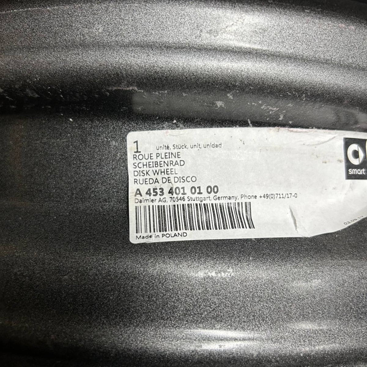 ДИСКИ СТАЛЕВІ БУ SMART A4534010100 R15 5J PCD 4X100 ET32 DIA60.1 S